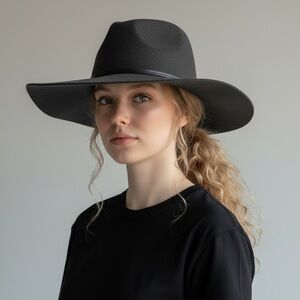 Zara accessories black 100% wool Fedora Hat